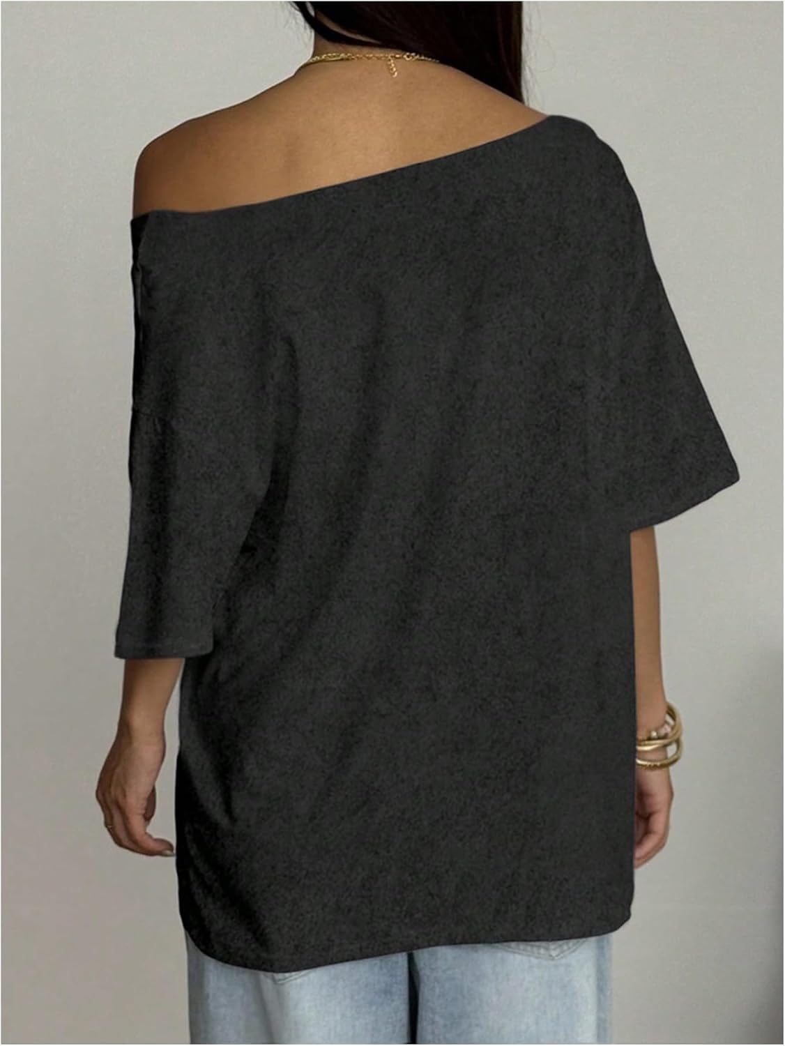 SOLY HUX Women's Plus Size Off The Shoulder Graphic Tees Retro Short Sleeve T Shirts Vintage Streetwear - Image 2