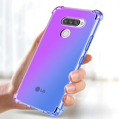Miniatura 5 de Funda para LG K50para LG Q60 Linda Caso, Gradient Slim Anti Scratch Soft Clear TPU Funda Funda a prueba de golpes para LG K50 (púrpuraazul)