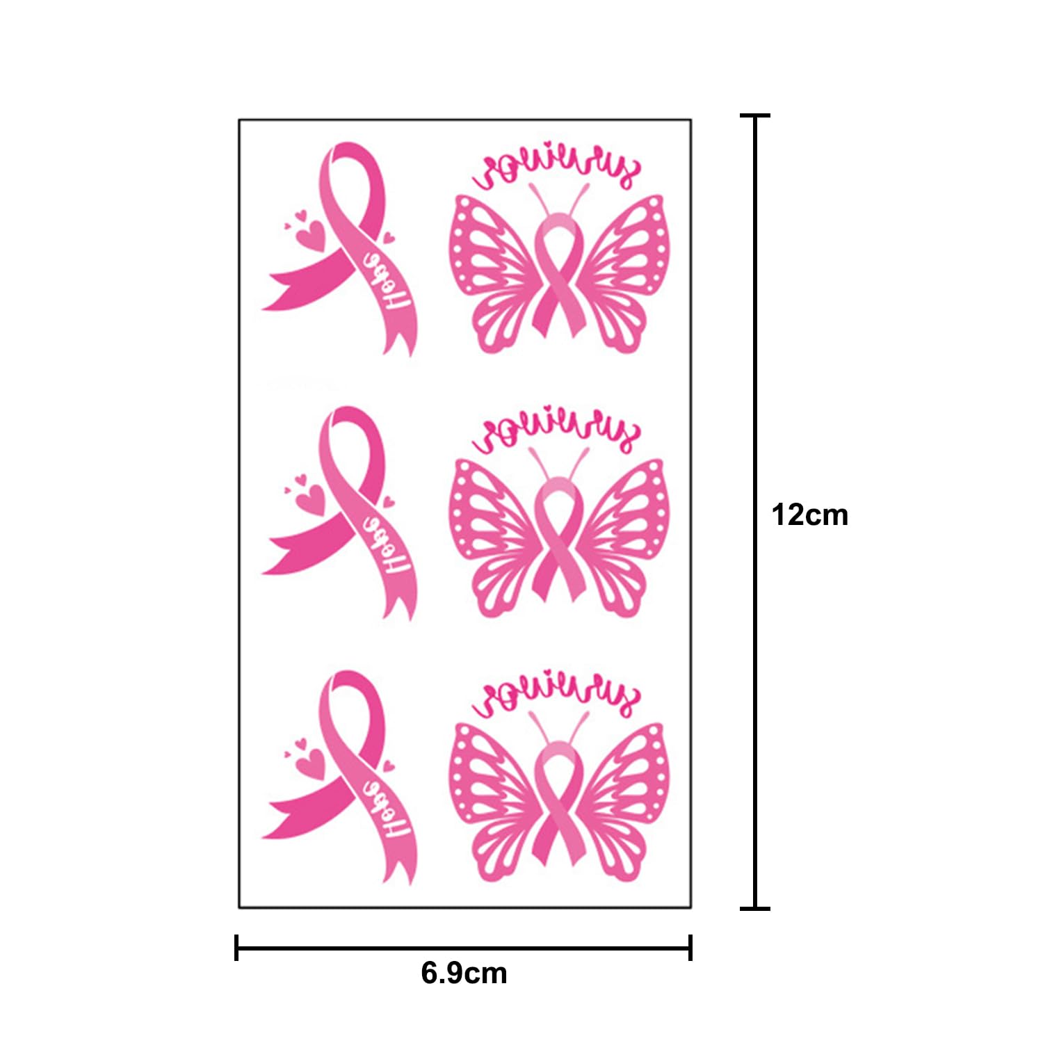 UNVOJL 10 Sheets Pink Ribbon Temporary Tattoos Breast Cancer Awareness Tattoo Stickers Make-Up Accessories Fake Tattoo for Charity Event Decoration - Image 2