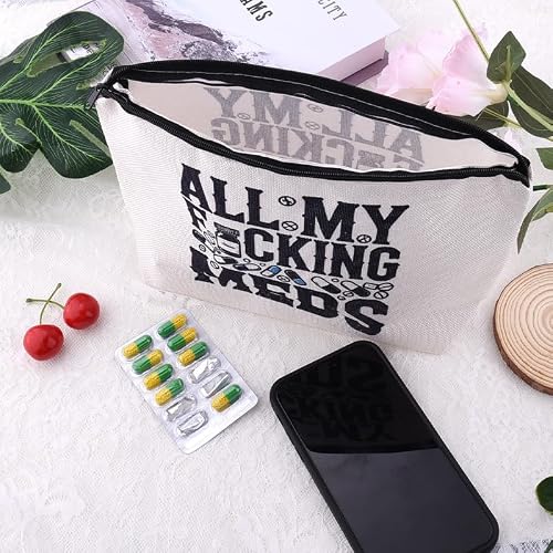 Xiyantiji Funny Travel Medicine Bag for Women Nurse Practitioner Gift Drug Storage Cosmetic Bags Medical Medicine Gifts for Self Care Family Friends Meds Toiletry Pouch with Zipper - Thumbnail 7