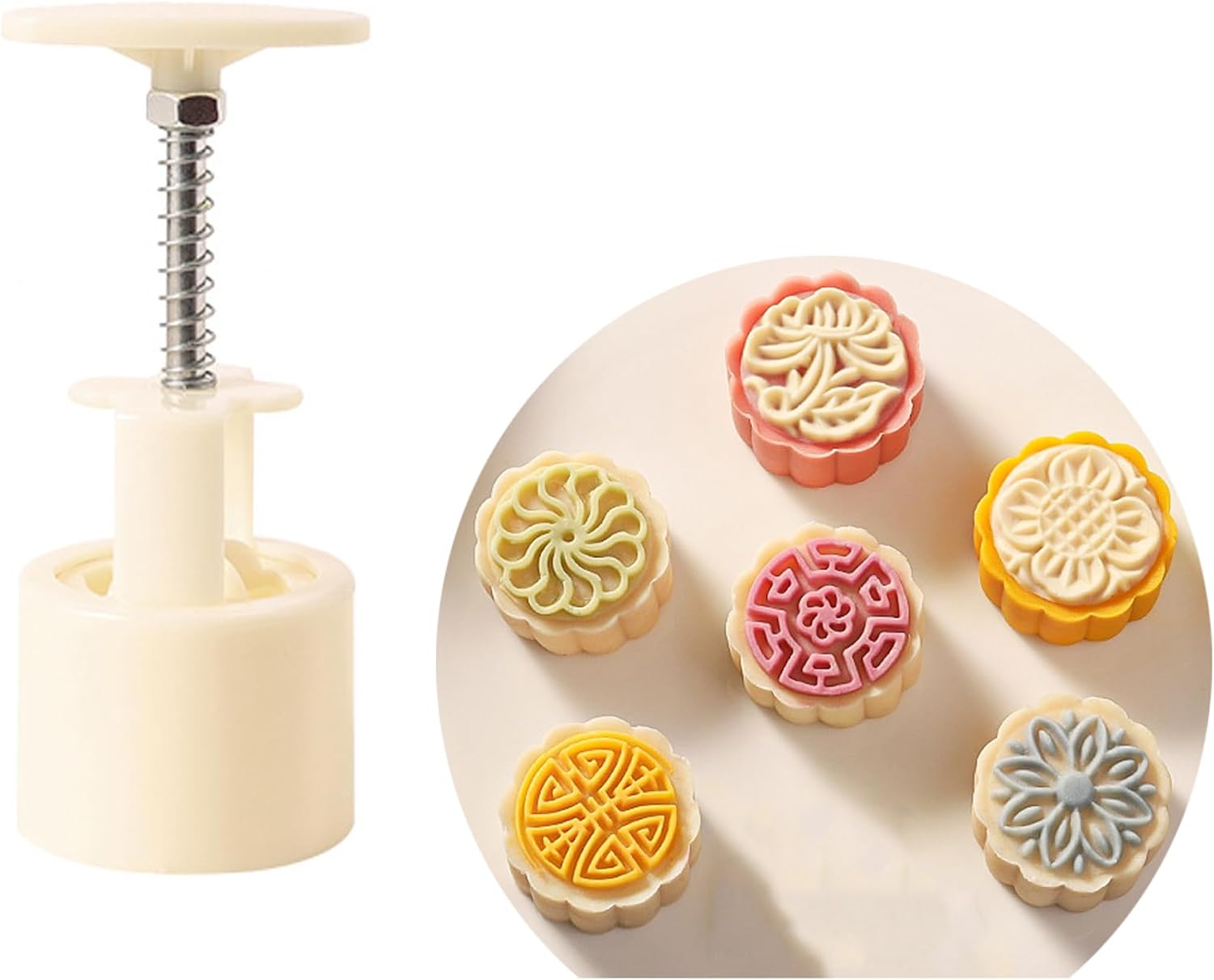 3D DIY ‌Classical Flower Shape Moon Cake Hand Press Cookie Stamps, Vctitil 6 Pcs 50g Mid Autumn Festival Mooncake Patterns, Flower Mold Patterns Mooncake Maker Cookie Dessert Cutter Pastry Mould