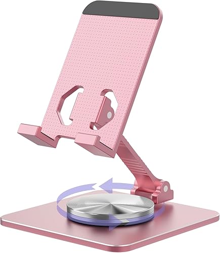 Soporte para teléfono celular y tablet para escritorio, soporte ajustable de aluminio para iPhone, iPad y teléfonos inteligentes  Montaje plegable