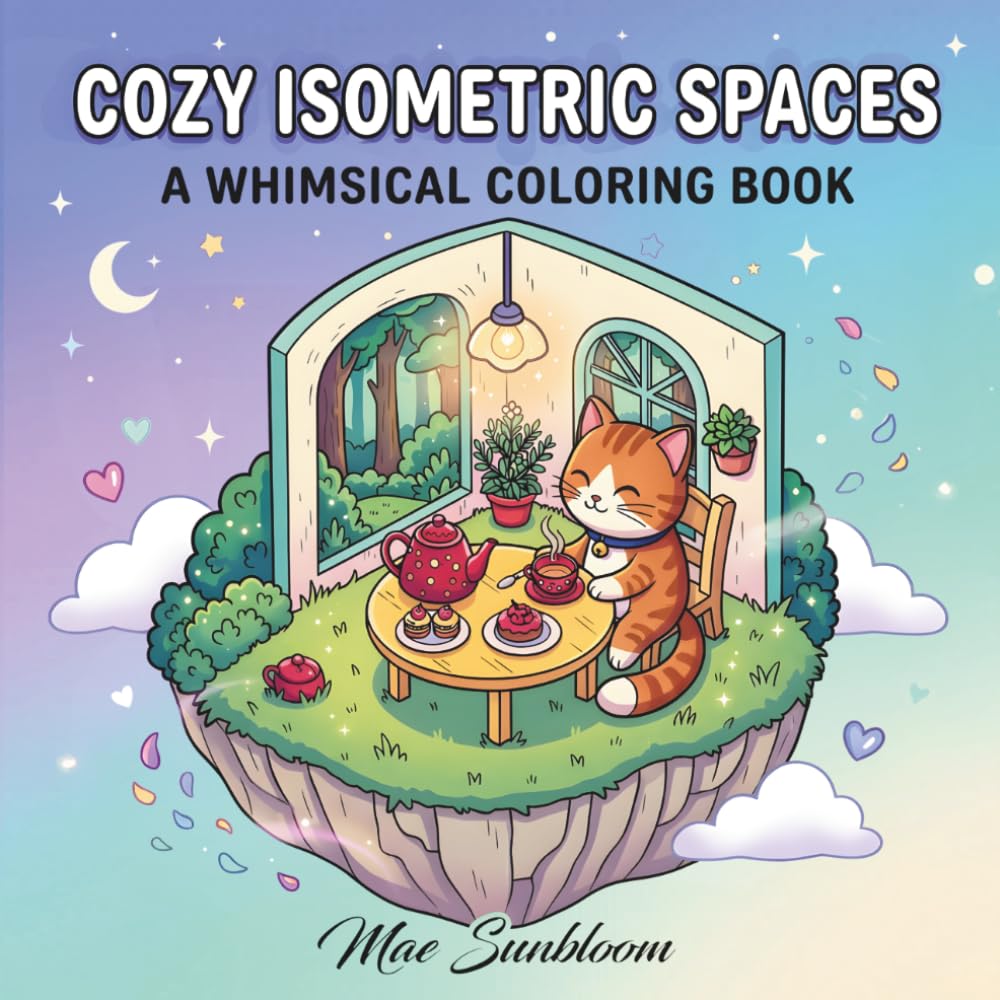 Cozy Isometric Spaces: A Whimsical Coloring Book