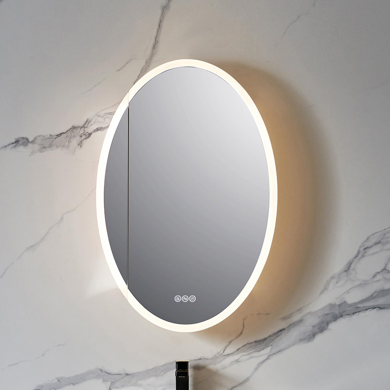 24x36 LED Lighted Bathroom Medicine Mirror Cabinet, Left Hinge Recessed or Surface Lighted Medicine Cabinet with Mirror, Anti-Fog, Adjustable Brightness, Makeup Mirror, Storage Cabinet, Wall Mounted