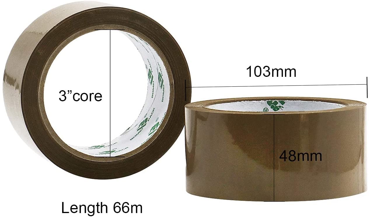 BOMEI PACK 3 Rollos 48mmx66m Marrón Cinta Adhesiva de Embalar para Embalaje de Cajas de Cartón de Envíos y Mudanzas. Precinto para Empaquetados Resistentes (brown)