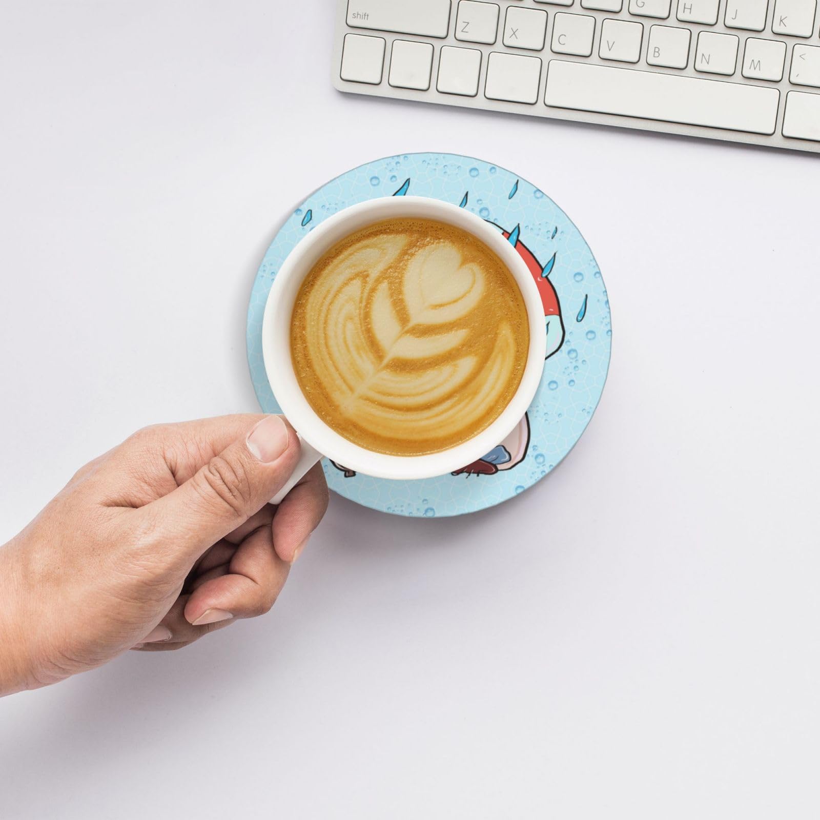 Sottobicchieri in sughero in ceramica di forma rotonda, 6 pezzi con semi di girasole e fungo: fondo in sughero antiscivolo adatto a tutte le tazze da caffè e tazze sportive