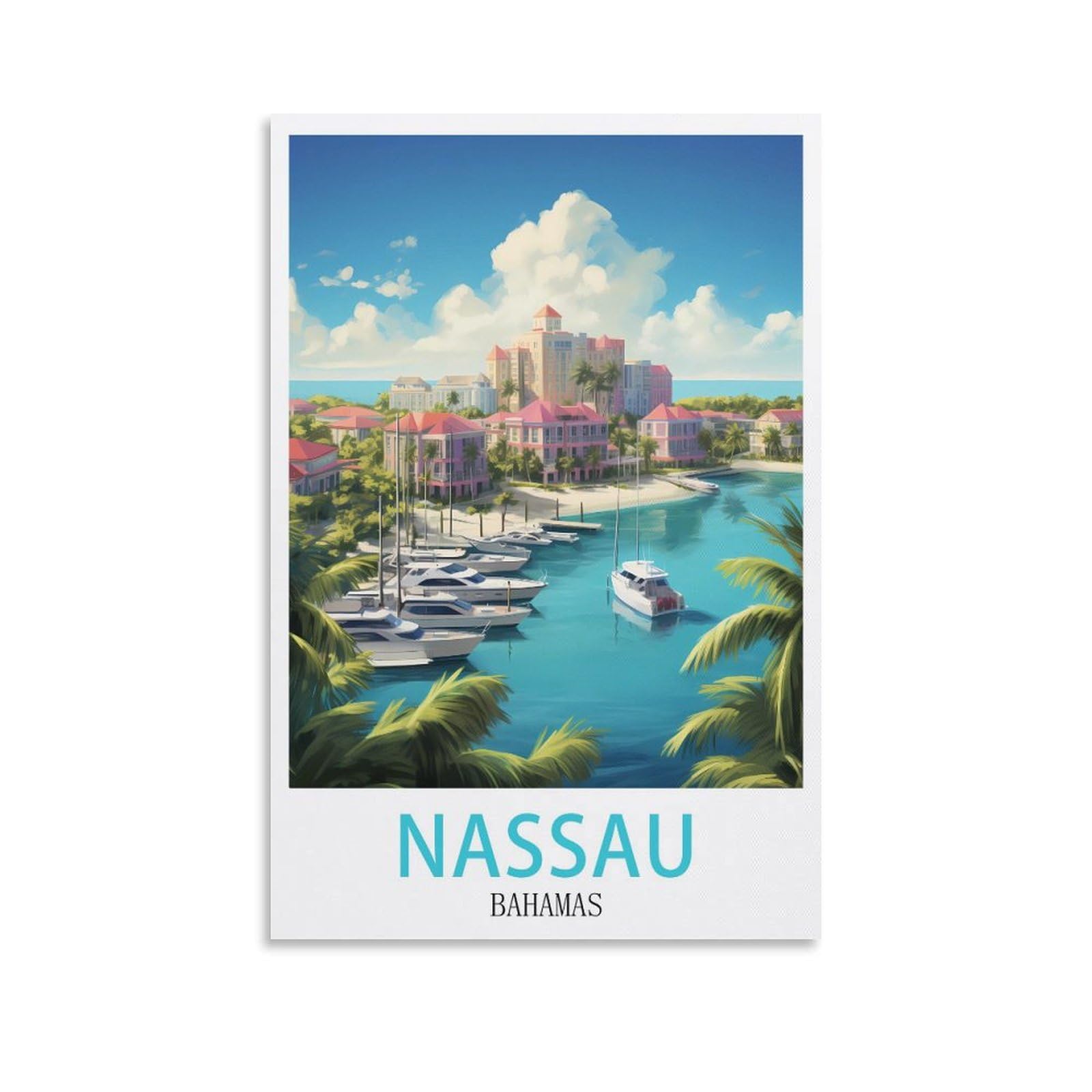 EZMLFA 5D Diamond Art Kits for Beginner,Nassau Bahamass Kits for Adults and Kids, Full Drill Round Rhinestone Paint with Diamonds,DIY 5D Diamond Art 50x60cm
