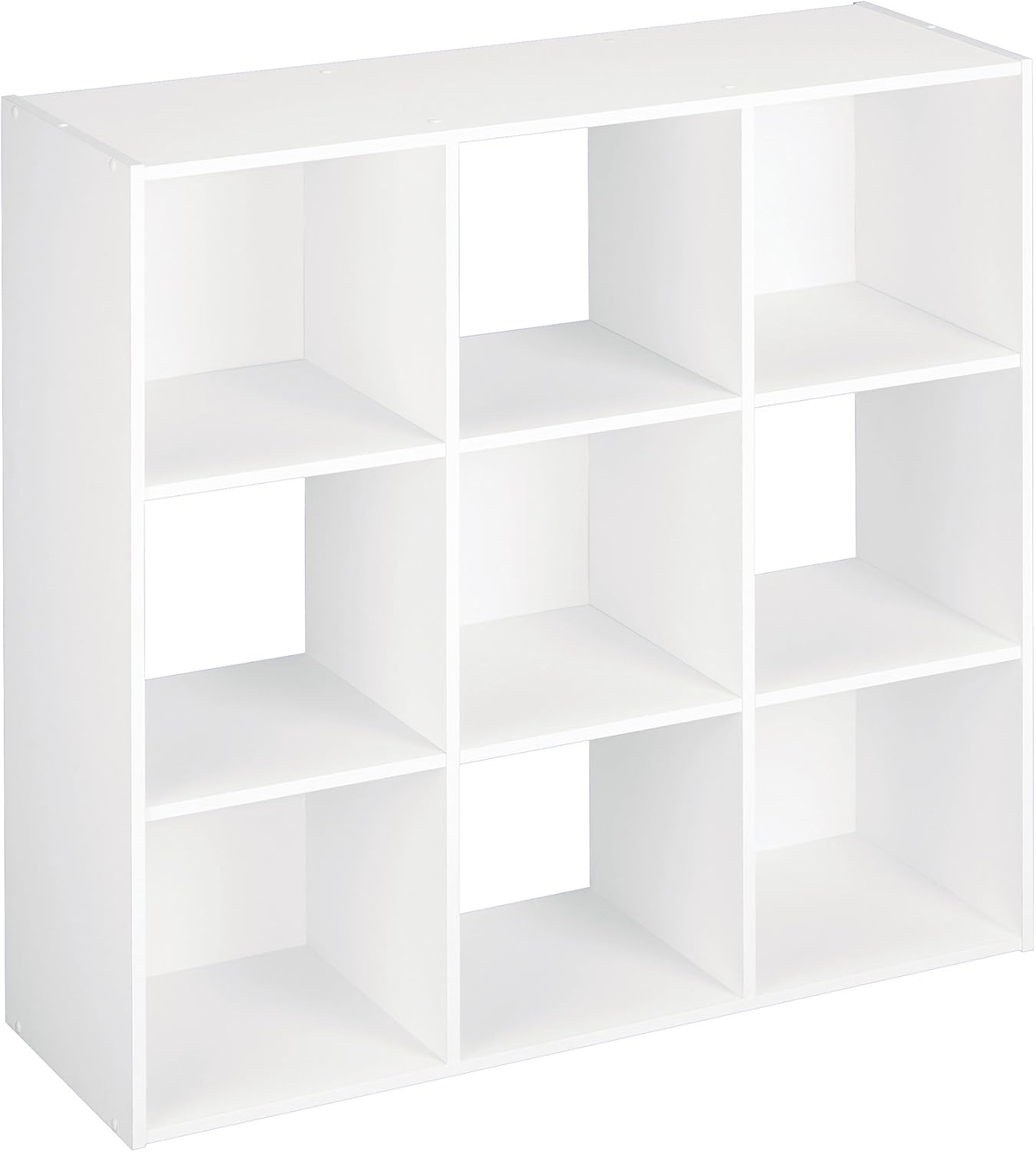 ClosetMaid 9-Cube Stackable Storage Organizer White Laminated Wood Shelf - Reversible Open Bookcase for Home Office