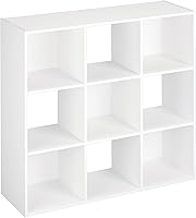 ClosetMaid 9-Cube Stackable Storage Organizer White Laminated Wood Shelf - Reversible Open Bookcase for Home Office