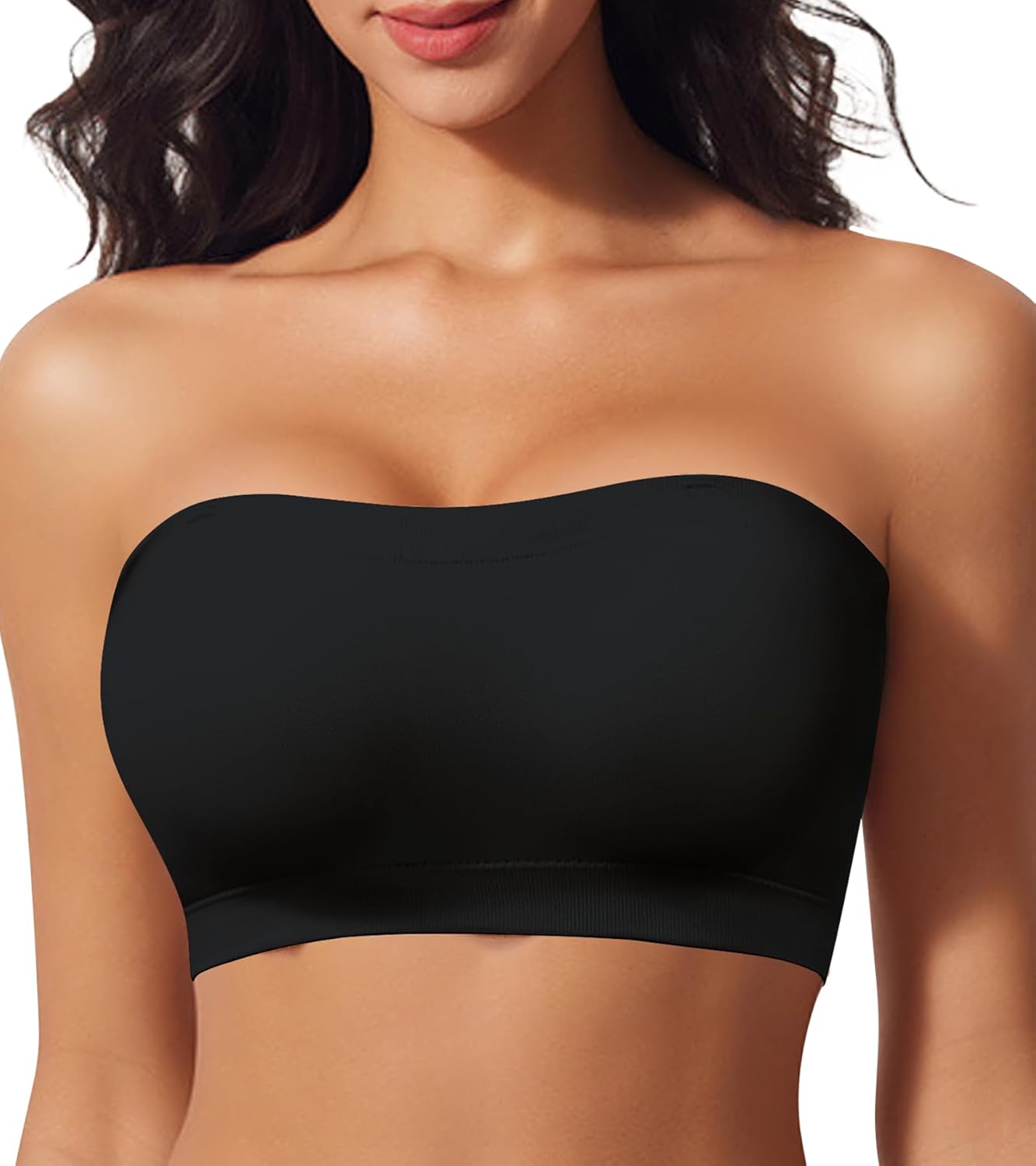 Strapless Bras for Women, Seamless Non-Padded Bandeau Bra, Wireless Push Up Tube Top Bralette