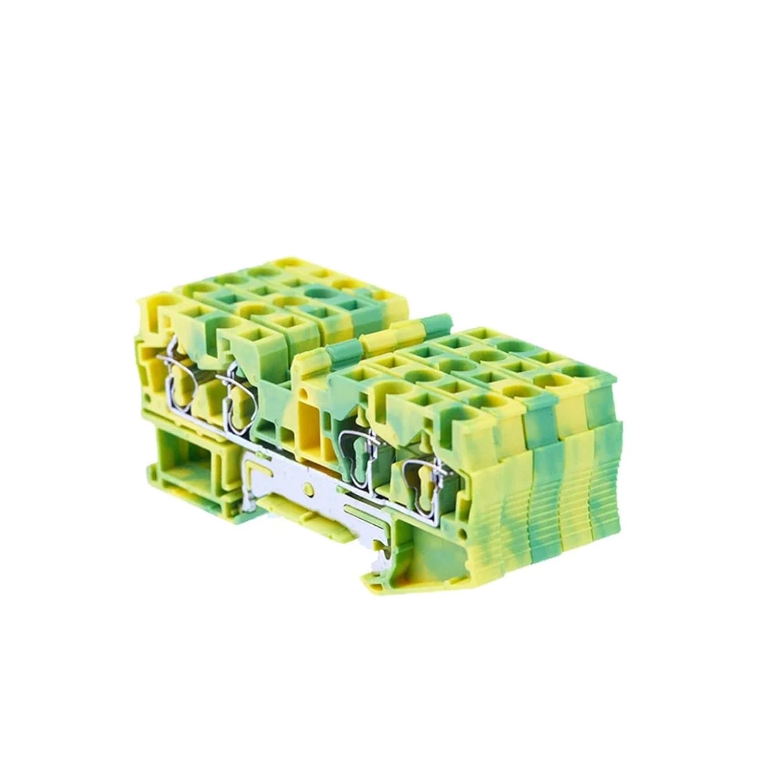 ST-2.5 DIN Rail Terminal Block PE Ground 4 Conductor 24A 800V Spring Clamp 10Pcs Electrical Connector
