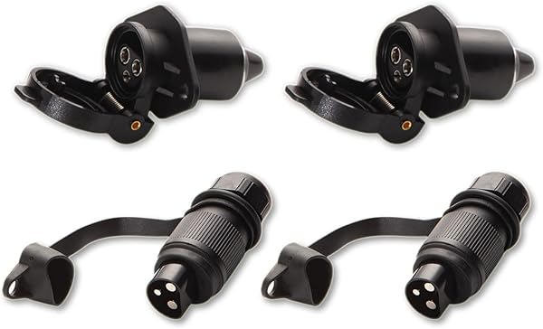 Enchufe y Enchufe de Remolque de 3 Pines 12V DIN 9680 Conector 3 Pines para Tractor Remolque Vehículos Agrícolas - 2 Piezas