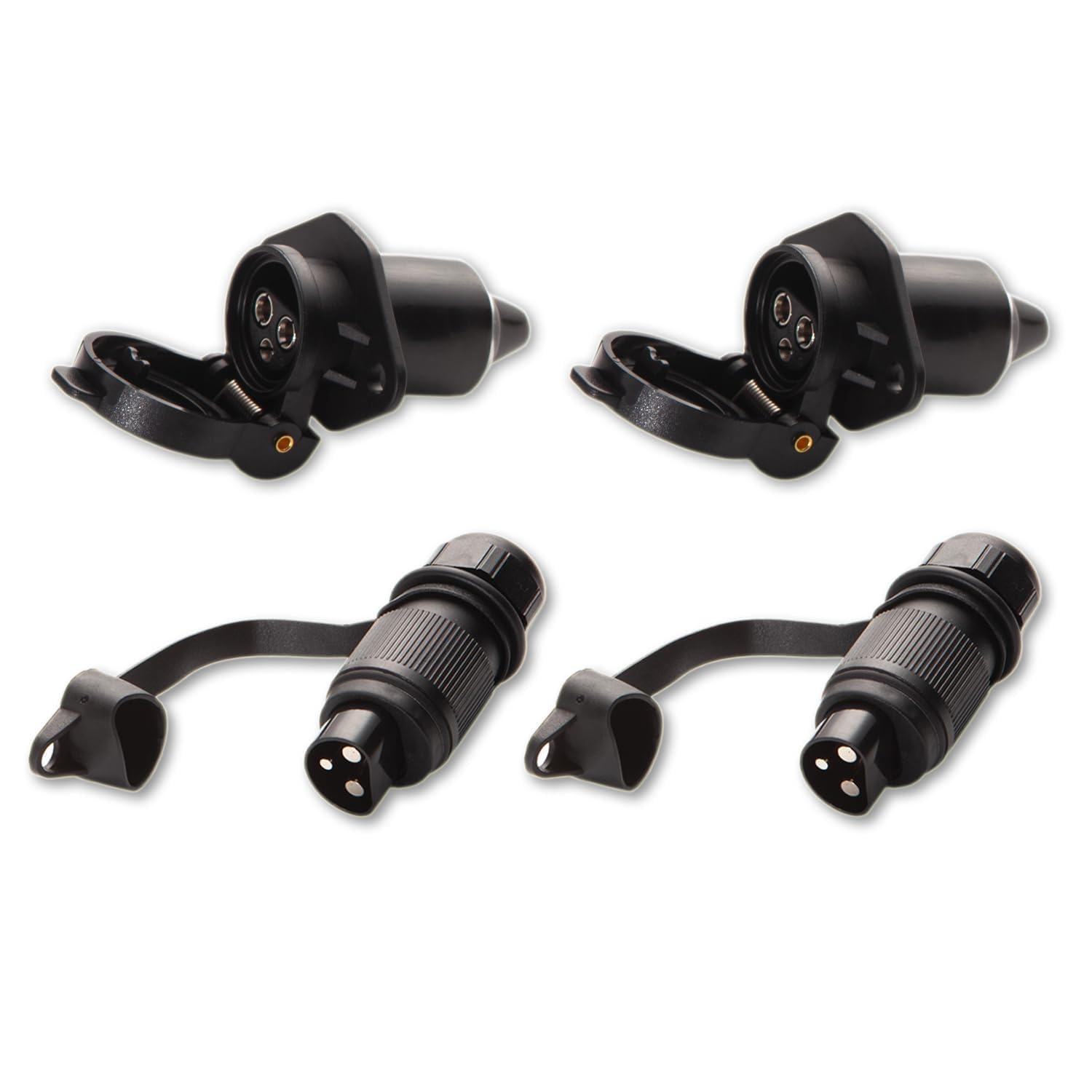 Enchufe y Enchufe de Remolque de 3 Pines 12V DIN 9680 Conector 3 Pines para Tractor Remolque Vehículos Agrícolas - 2 Piezas