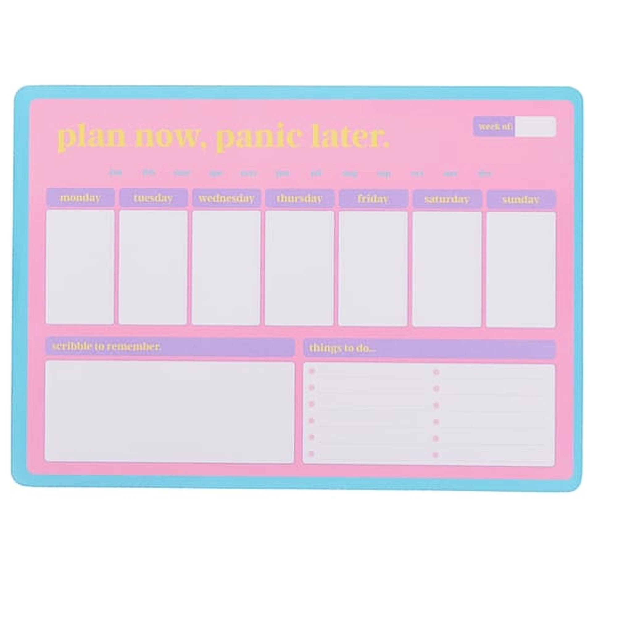 Bloc de notas semanal A4 con 52 páginas extraíbles rosa y azul 2