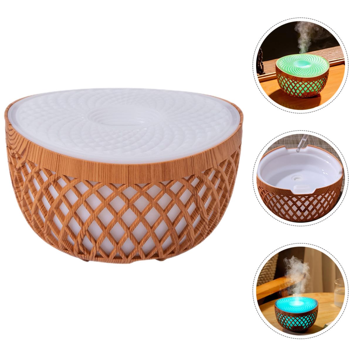 Difusor Inalámbrico de Aceite Perfumado Efecto de Madera Hueca, Humidificador Práctico de 320ml para Escritorio y Accesorio de Habitación Decorativo