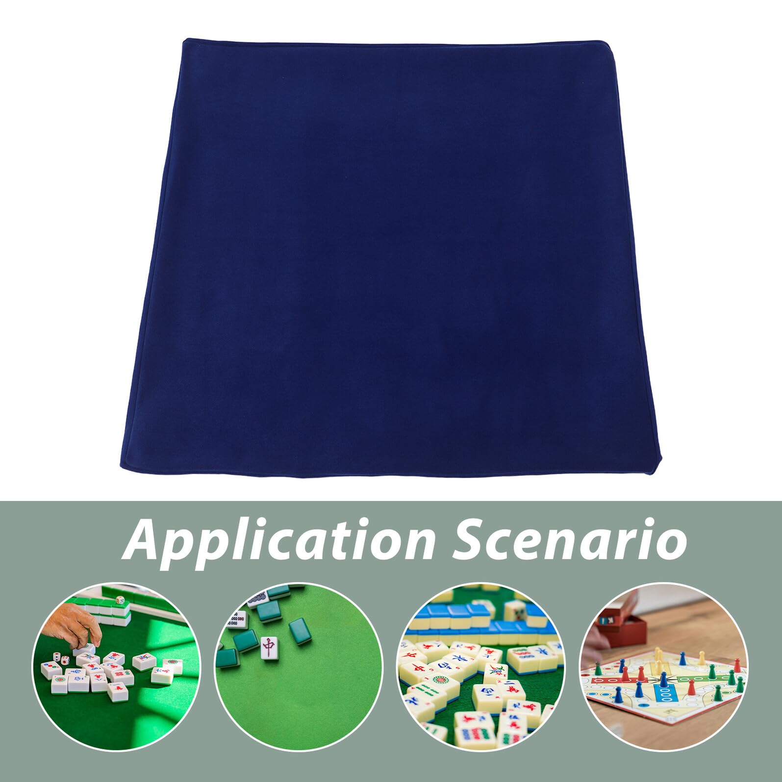UKCOCO Tapete Plegable para Juegos de Mesa 86x86 Cm Azul Oscuro, Antideslizante y Grueso, Portátil para Mahjong, Póker, Dominó y Juegos Sociales