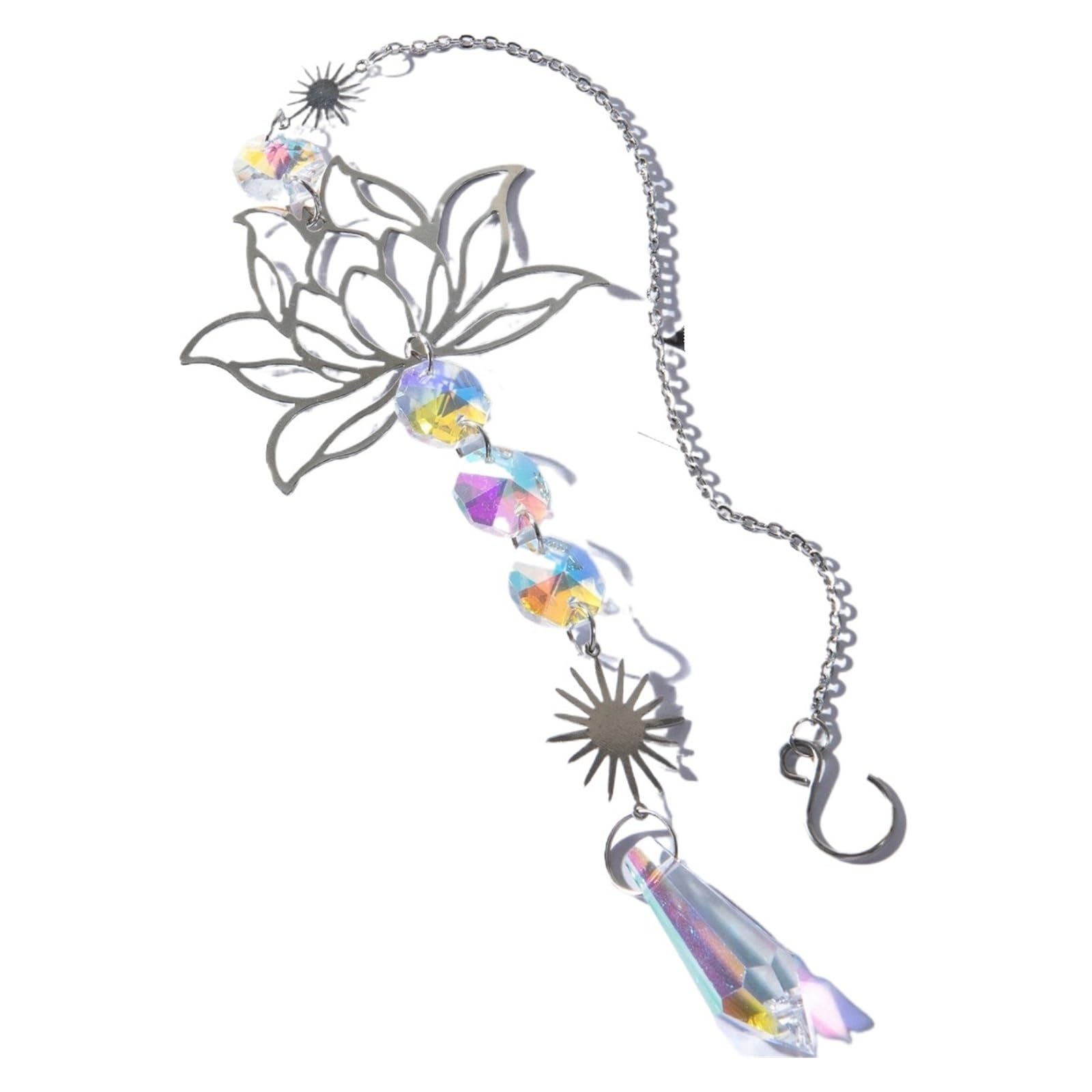 Crystal Suncatcher Wind Chimes Crystal Sun Reach Moon Window Prism Light Catcher For Window Sun Catchers Glass Crystal Sun Catcher(Silve)