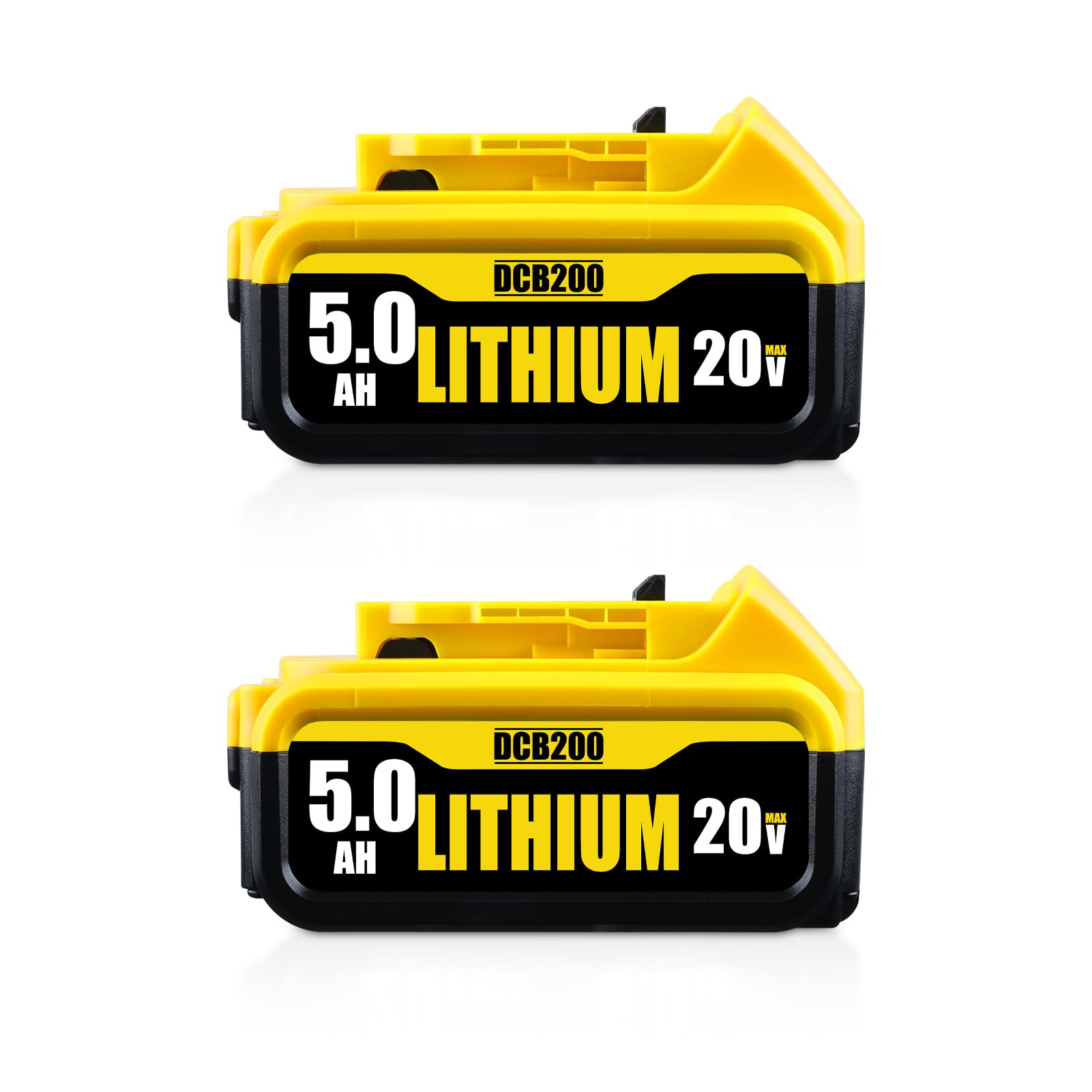 2Pack DCB200 5.0Ah Replacement for Dewalt 20V Max Battery Compatible with 20V Battery DCB208 DCB207 DCB206 DCB204 DCB203 DCB201 DCB200, Compatible