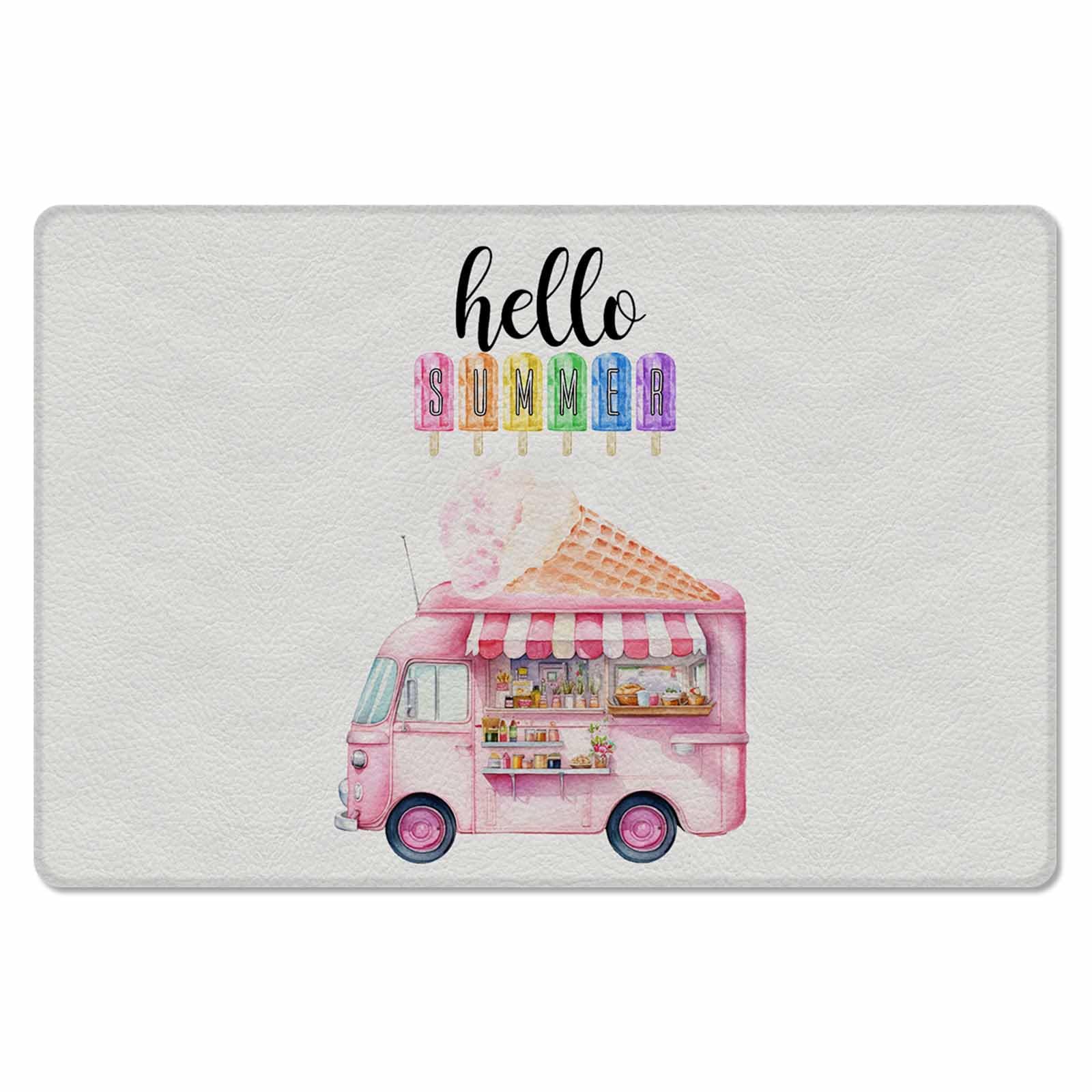 Pink Ice Cream Antifatigue Kitchen Bath Door Mat Cushioned Runner Rug,Washable Welcome Floor Sink Mat,Waterproof & Non-Slip Standing Doormat for Kitchen,Watercolor Summer Watercolor Car 18