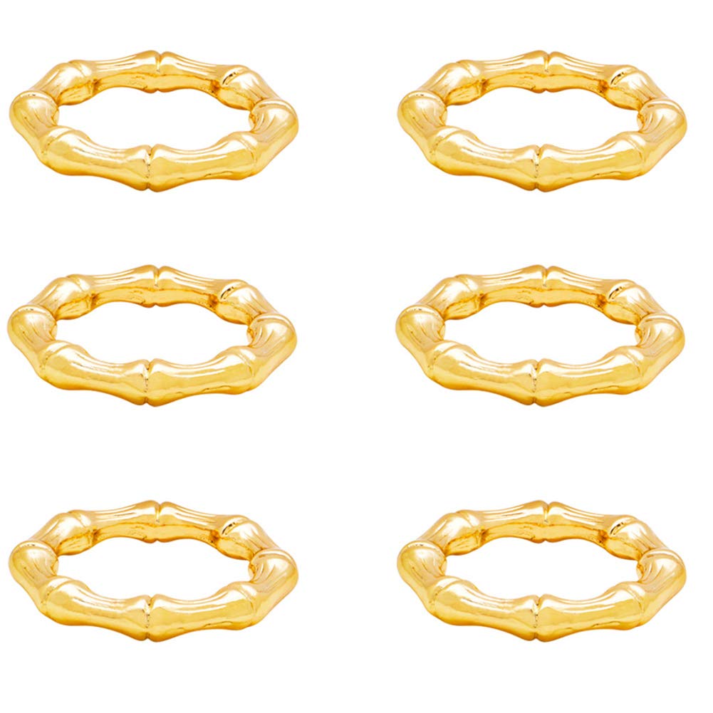6 Stück Serviettenringe in Bambusform, Handtuchringe aus Metall für Familienessen, Hochzeiten und Partys – Tischdekoration