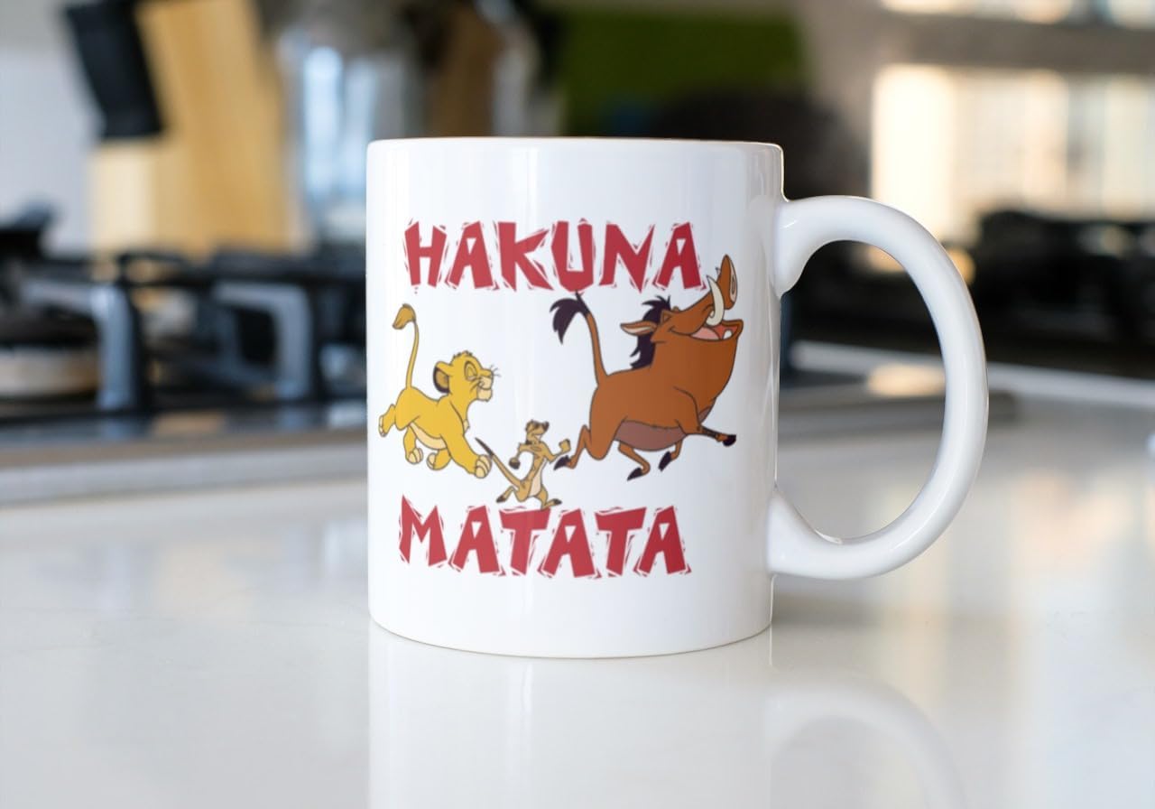 'Hakuna Matata' Mug Printed on Both The Sides Glossy White Ceramic Coffee Mug 325ml Drink Tea Milk Cups Mugs Super Cute Funny Birthday Gift Timon Pumbaa Lion King Funky Showcase