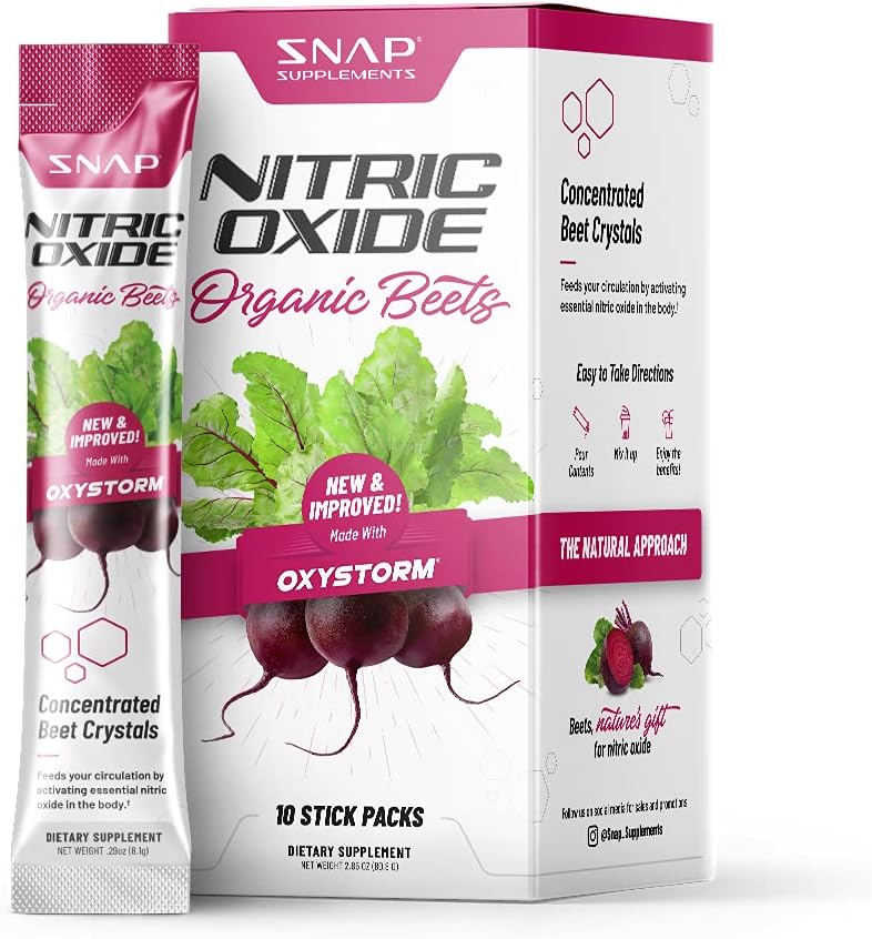 Nitric Oxide Organic Beet Root Powder by Snap Supplements Convenient Single Serve
