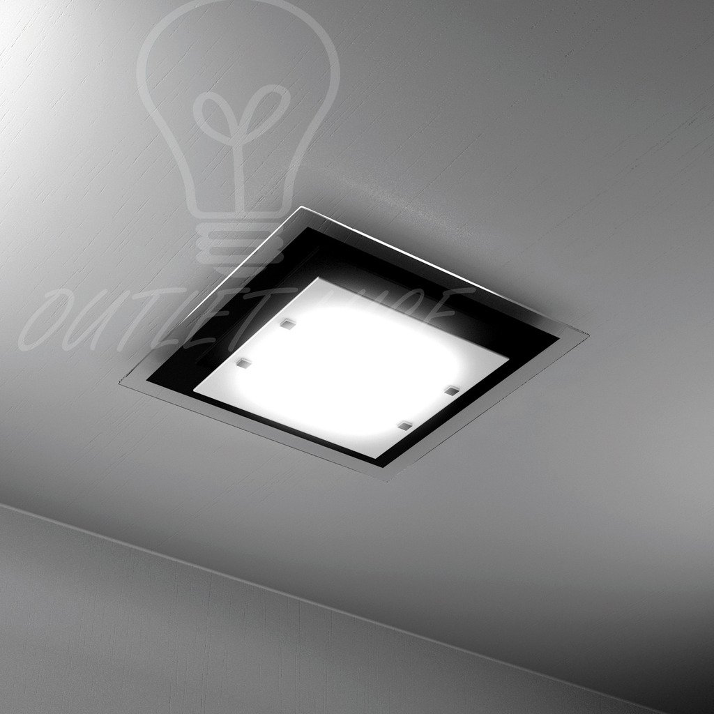 Plafón 45 X 45 Moderna Cristal Blanco marco negra para la cocina O Habitación estudio Top Light modelo 1087/45-ne