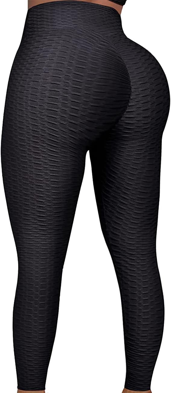 FITTOOWomen's Scrunch Bums Leggings Gym, High Waist Anti Cellulite Waffle Honeycomb Leggings Butt Lifting Workout Sports Yoga Pants