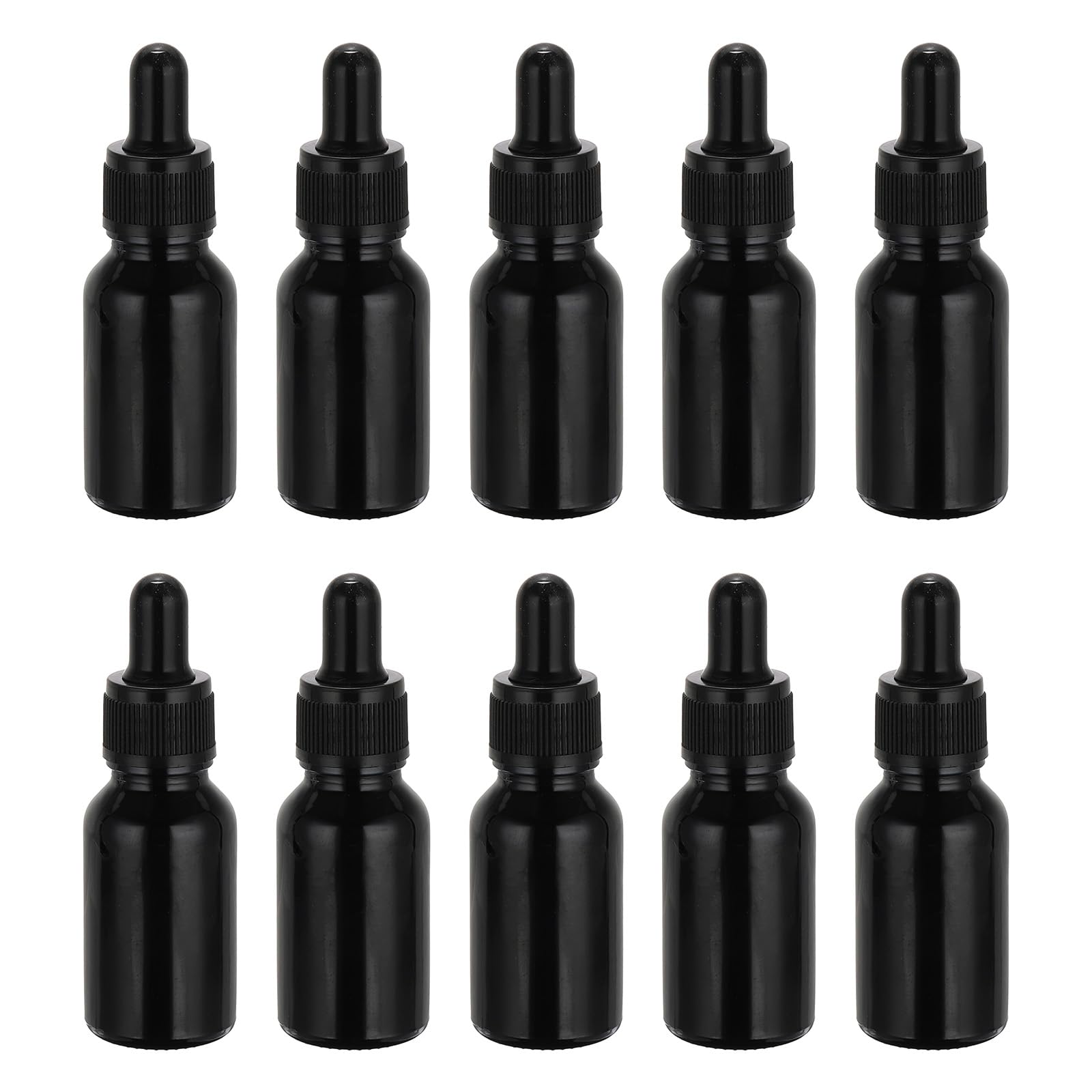 PATIKIL 15ml Glass Dropper Bottle, 10Pcs Leakproof Essential Oils Sample Liquid Perfume Container with Eye Dropper for Storage Travel, Black