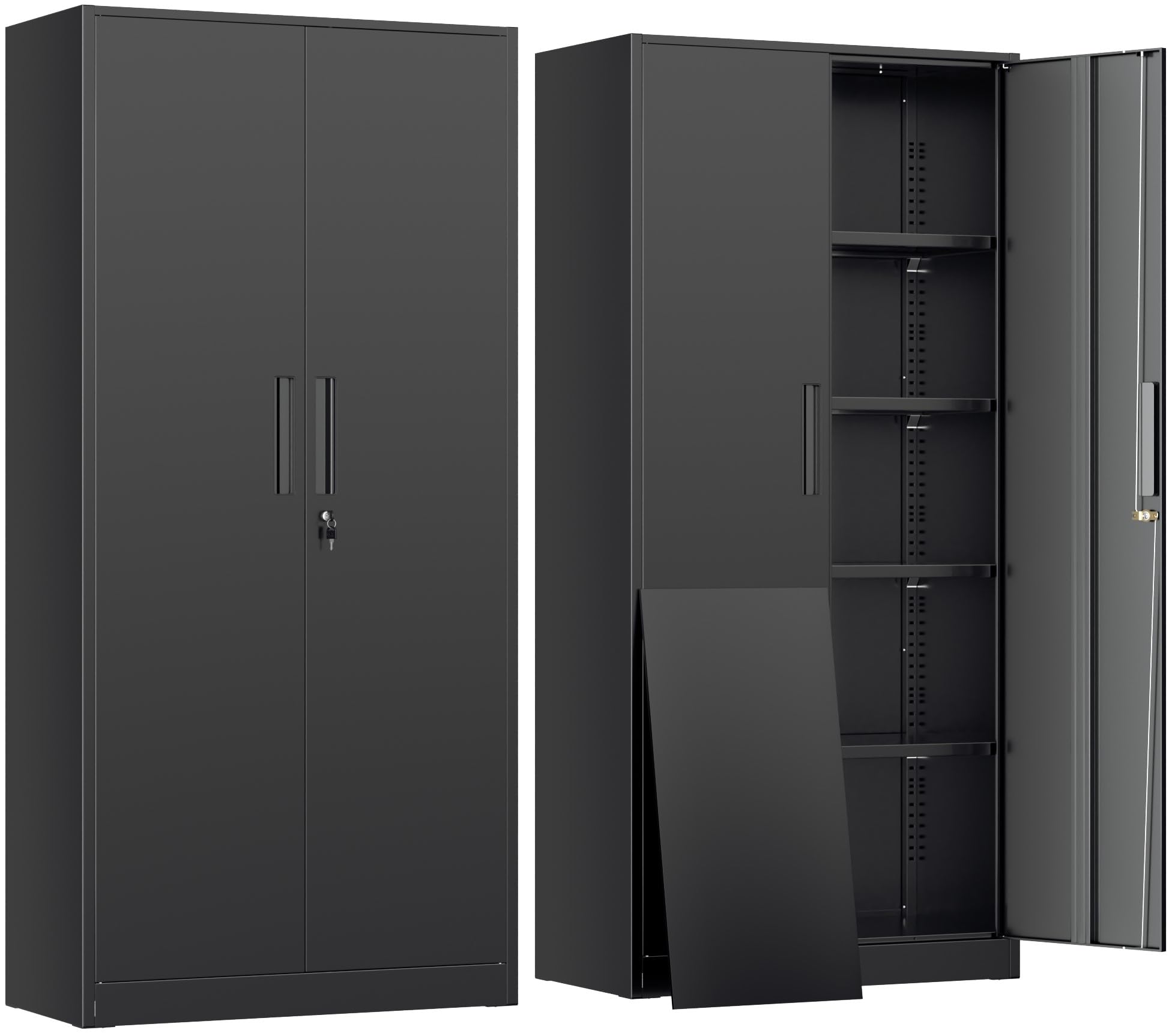INTERGREAT Garage Storage Cabinets with Lock,72" H Metal Storage Cabinet with Doors and Adjustable Shelves, Steel Tool Cabinet for Garage, Office, Warehouse, School, Black