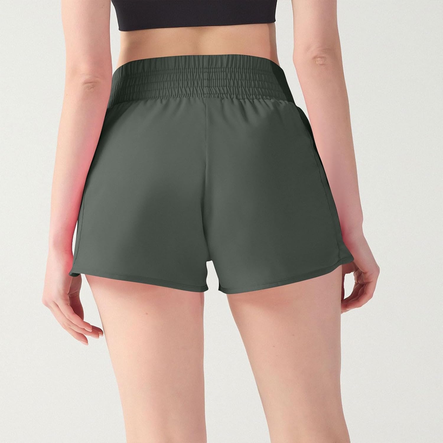 Women's 2 in 1 Workout Shorts Athletic Running High Waisted Gym Training Yoga Shorts for Women with Pockets
