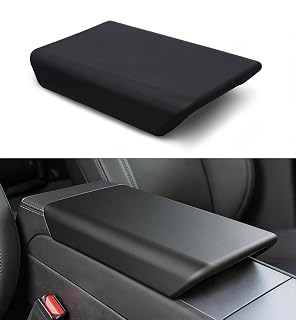 Tesla Center Console Armrest Cover for 2025‑2026 Model Y Juniper/3 Highland | Black, TPE, Anti‑Slip, Soft-Touch, Waterproof, Easy Clean, Scratch‑Resistant, Wear‑Resistant, EZ Snap On Install