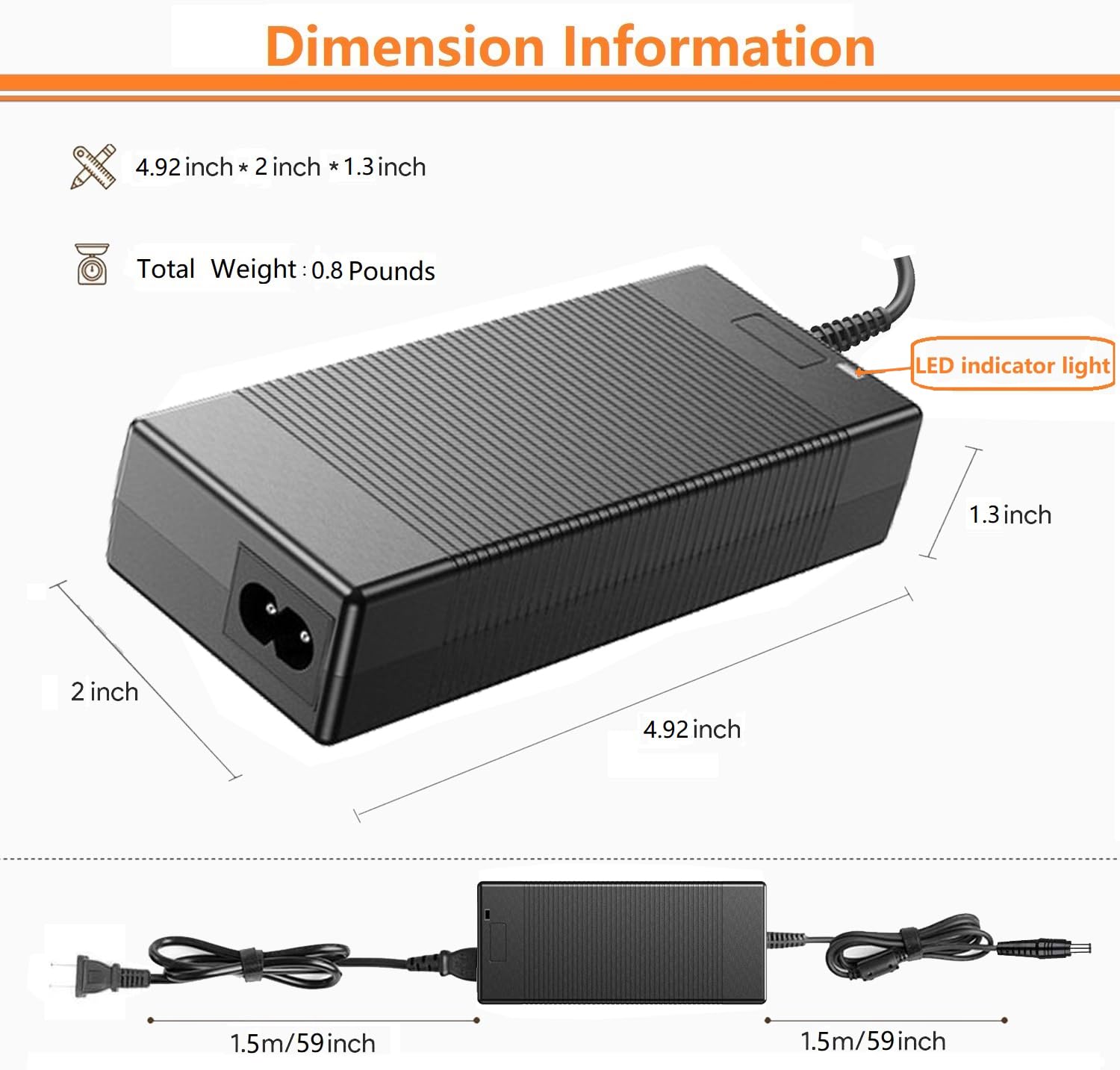 Adaptador CA/CC de 65 W compatible con BALDR Pioneer 300 500 PIONEER300 PIONEER500 estación de energía portátil iGen300s generador solar de camping fuente de alimentación enchufe cargador de