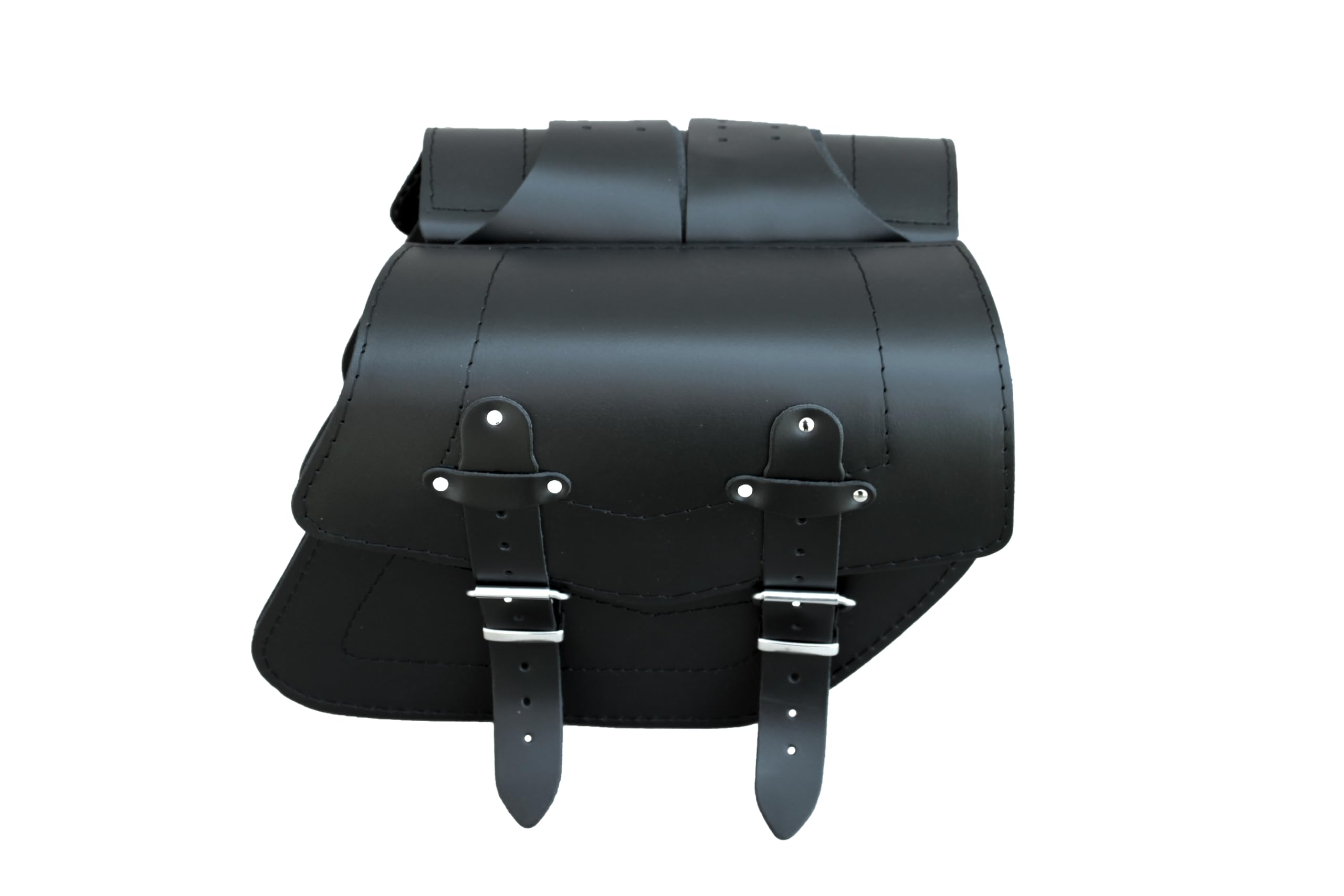 sako – S131A - Satteltaschen Glatt, ohne Nieten - Aus robustem Rindsleder, verstärkt mit 2 mm Kunststoff - Komplettes Set mit rechter und linker Tasche und Lederriemen - Chopper Zubehör