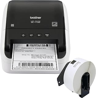 Brother QL-1100 Wide Format Wired Thermal Label Printer, Black - USB Connectivity, 4