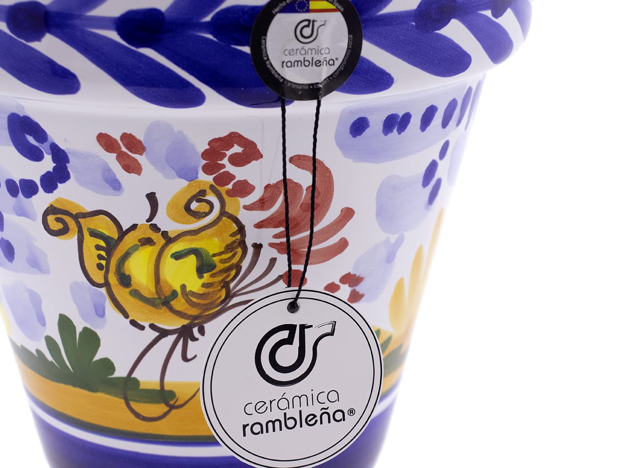 Ceramika RAMBLEANIA | Doniczki z czerwonego błota | Dekoracyjne doniczki | Doniczki ceramiczne | Doniczki na zewnątrz | Udekorowane Monteria - D112 | 100% Ręcznie wykonana dekoracja | 35 x 35 x 35 cm