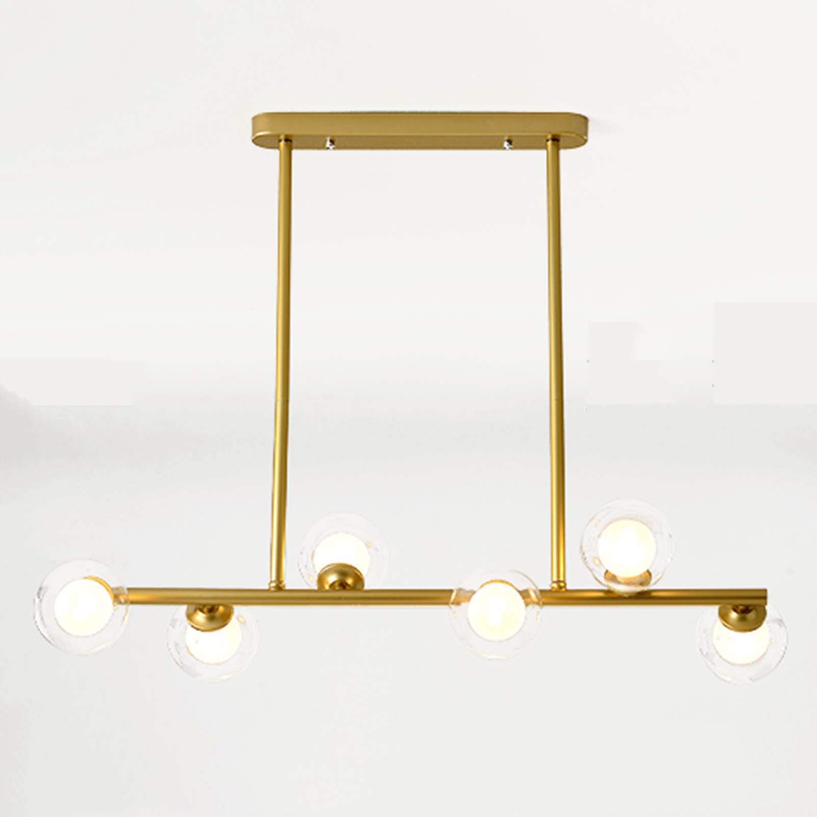 Lustre long luxueux en verre doré YRYRYW pour éclairage raffiné d'îlot de cuisine - 8