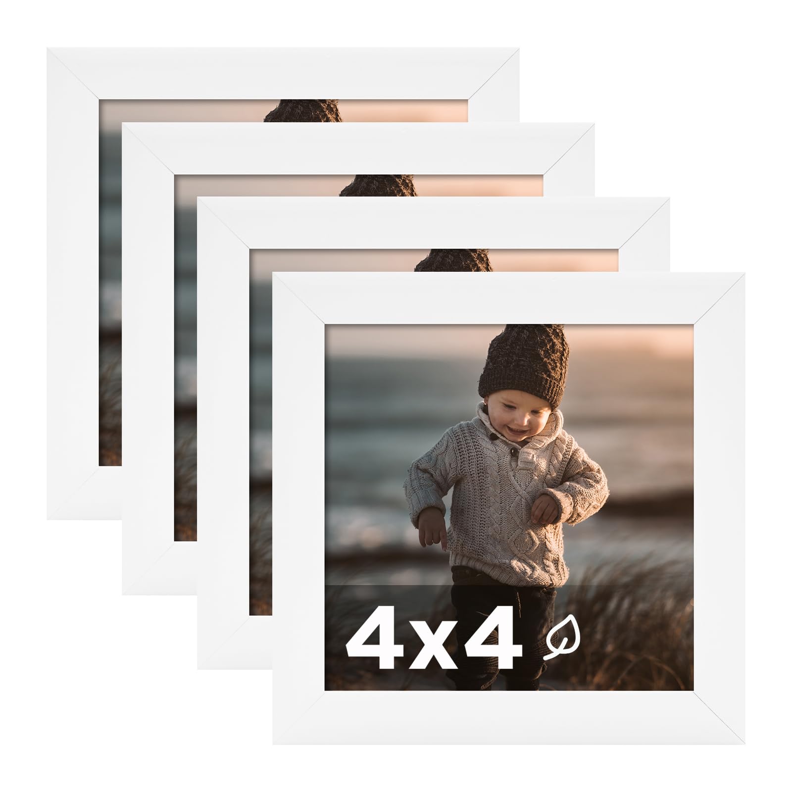 Amazon.com - KINLINK 4x4 Picture Frame White Set of 4, Wooden