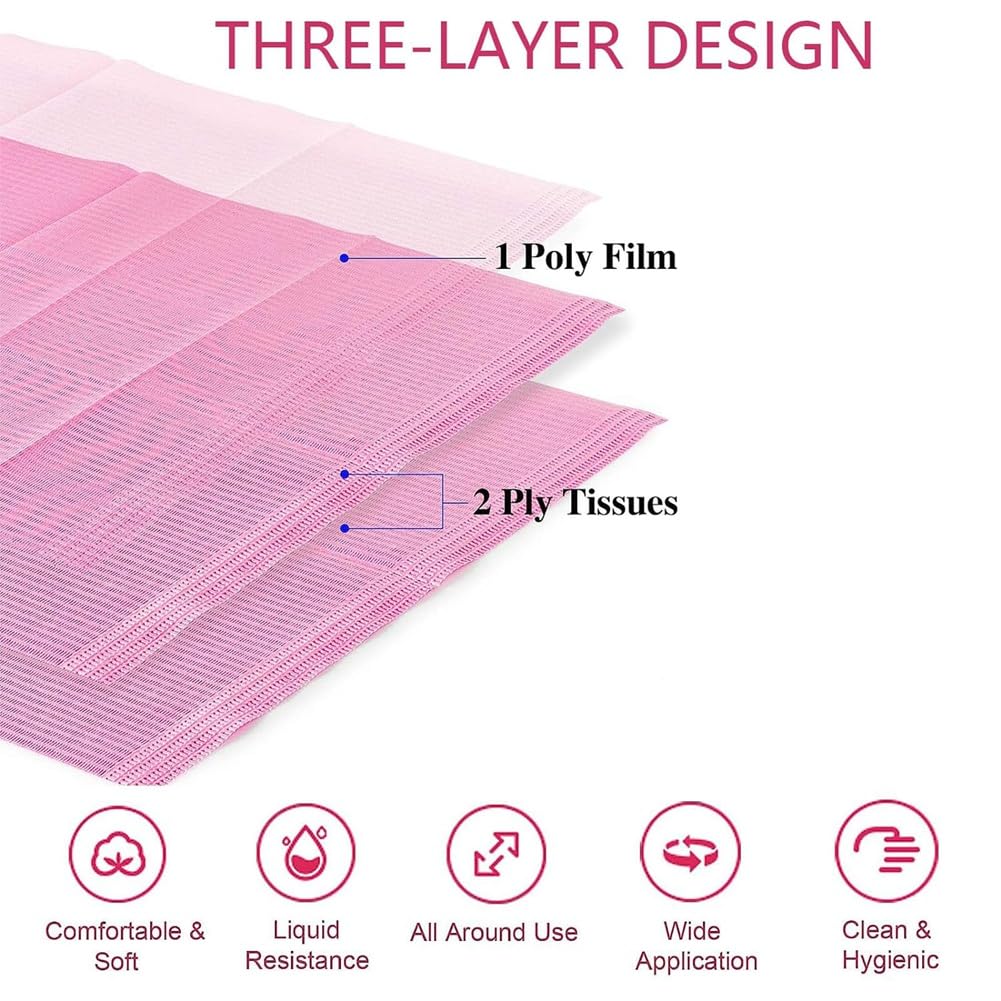 125 toallas de mesa desechables para decoración de uñas, 13 x 17 pulgadas, de papel impermeables para decoración de uñas, almohadillas limpias para tatuajes rosa