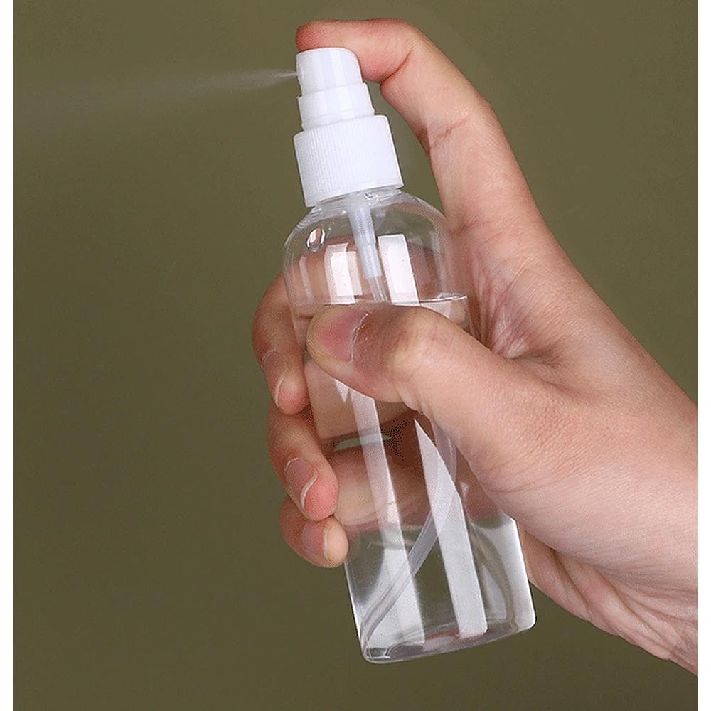 generico Flacone Spray a Nebbia Fina da 100ml, Contenitore Ricaricabile in Plastica Trasparente per Capelli, Piante, Pulizia, Sprayer Portatile per Viaggi