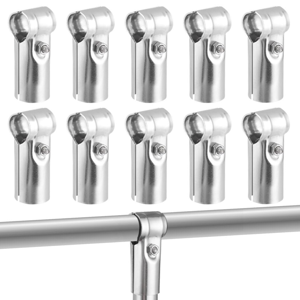 Homaisson 10 pcs 1 Inch T Pipe Clamps, Heavy-Duty 201 Stainless Steel T Pipe Connectors with Bolts & Nuts,Fits Metal Pipe 1’’OD, for Fence, Handrail, Shelf Set-Ups