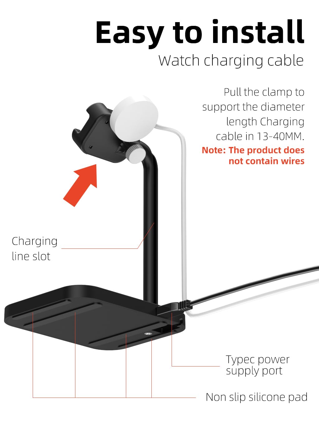 Support de montre 2 en 1 - Chargeur sans fil compatible avec iPhone/Huawei/Samsung/Airpods - Support pour montre connectée Samsung Galaxy, LG, Garmin, Google (montre non incluse) - Noir