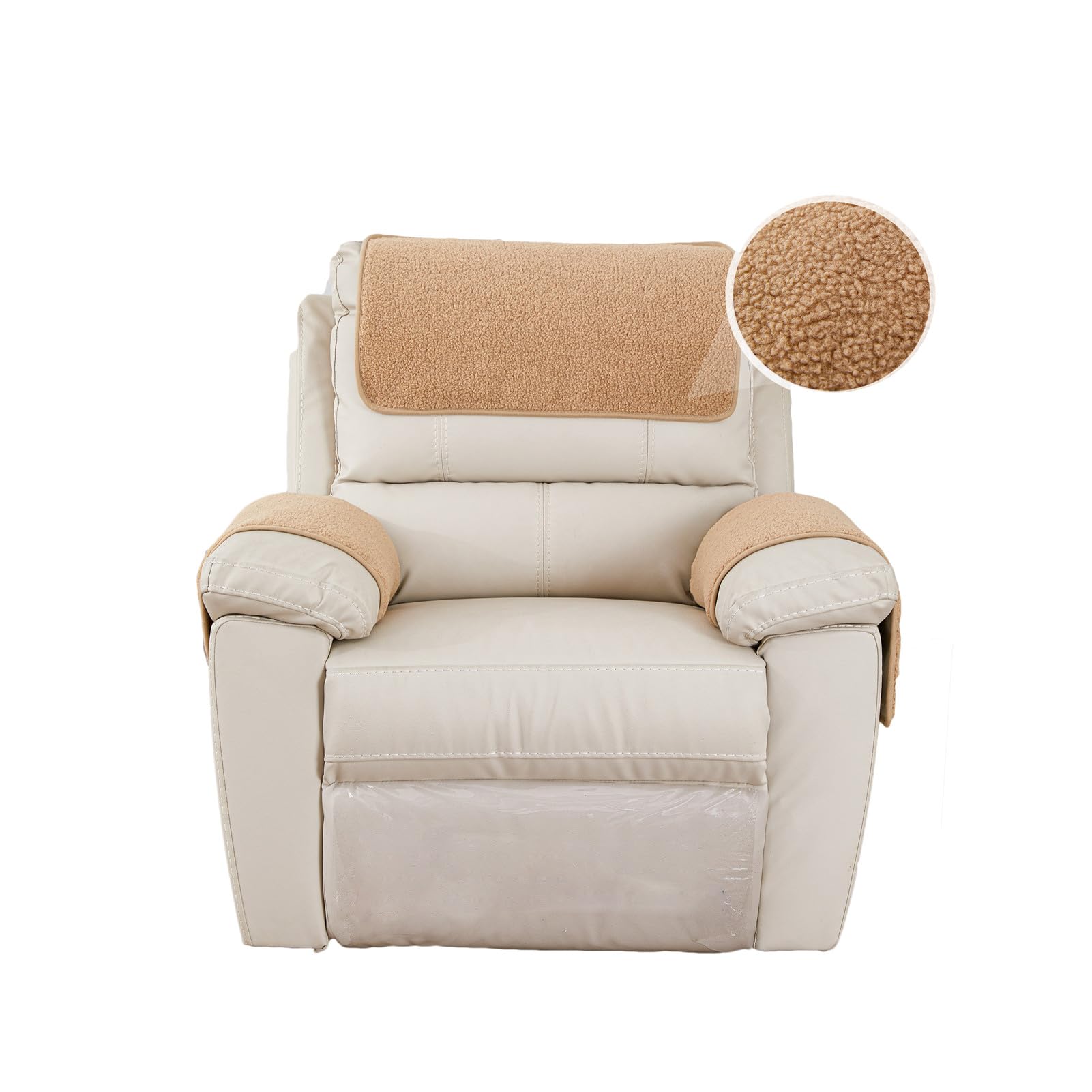Gyhh Camel-2 Sofa Armchair Covers For Arms, Nonslip Sofa Headrest Cover Sherpa Arm Covers With Pockets For Recliner Chair Armchair Slipcovers Furniture Protector