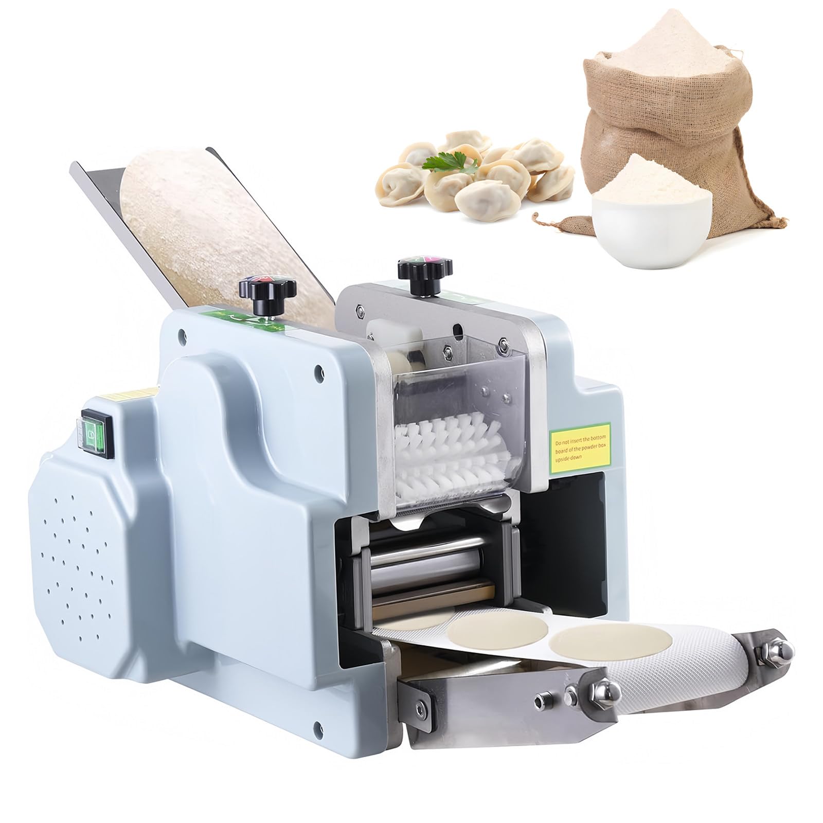 JozyJul Automatic Dumpling Wrapper Maker, Multifunctional Electric Dumpling Skin Machine Ravioli Wonton Wrapper Machine, Commercial Dumpling Maker Dough Processing Machine with 1 Mold Round Mold-90MM