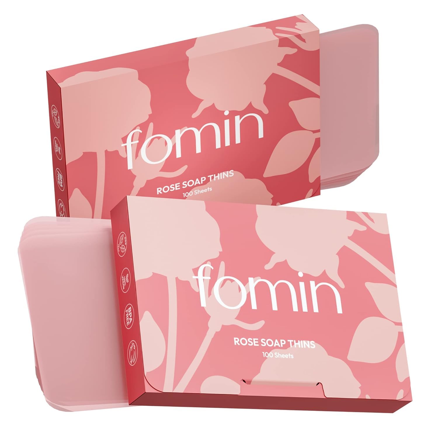 FOMIN - Antibacterial Paper Soap Sheets for Hand Washing - (200 Sheets) Rose Portable Travel Soap Sheets, Dissolvable Camping Mini Soap, Portable Hand Soap sheet