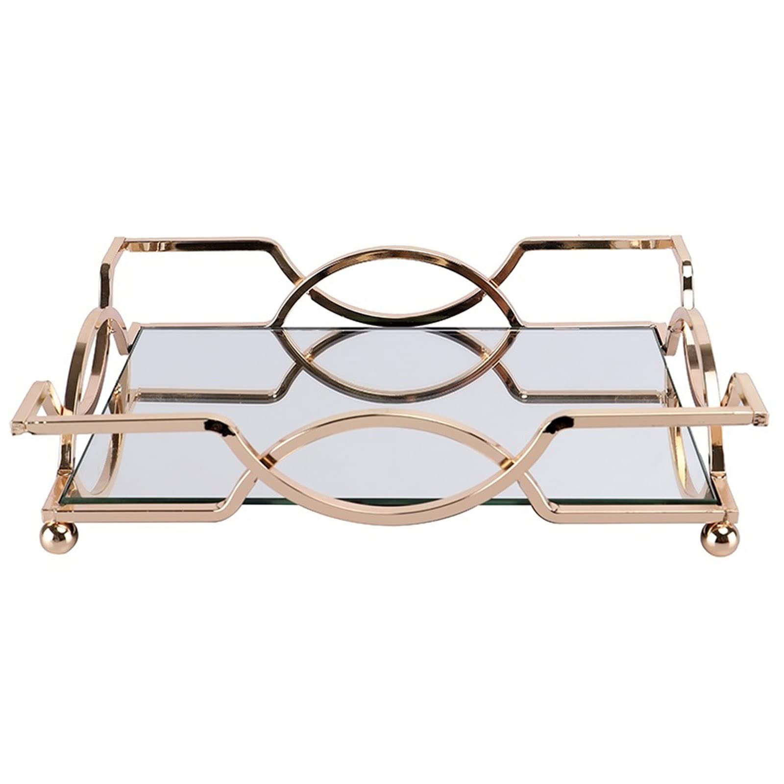 Bandeja bandejas de Espejo Modernas, Bandeja de exhibición de Almacenamiento de cosméticos y joyería Rectangular de Hierro geométrico, Juego de Lavado para el hogar y el baño