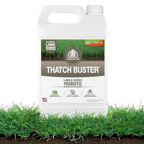 Miniatura 11 de Turf Titan Thatch Buster - Aireador de césped totalmente natural y despachador de césped, suavizante líquido y acondicionador para césped verde (32