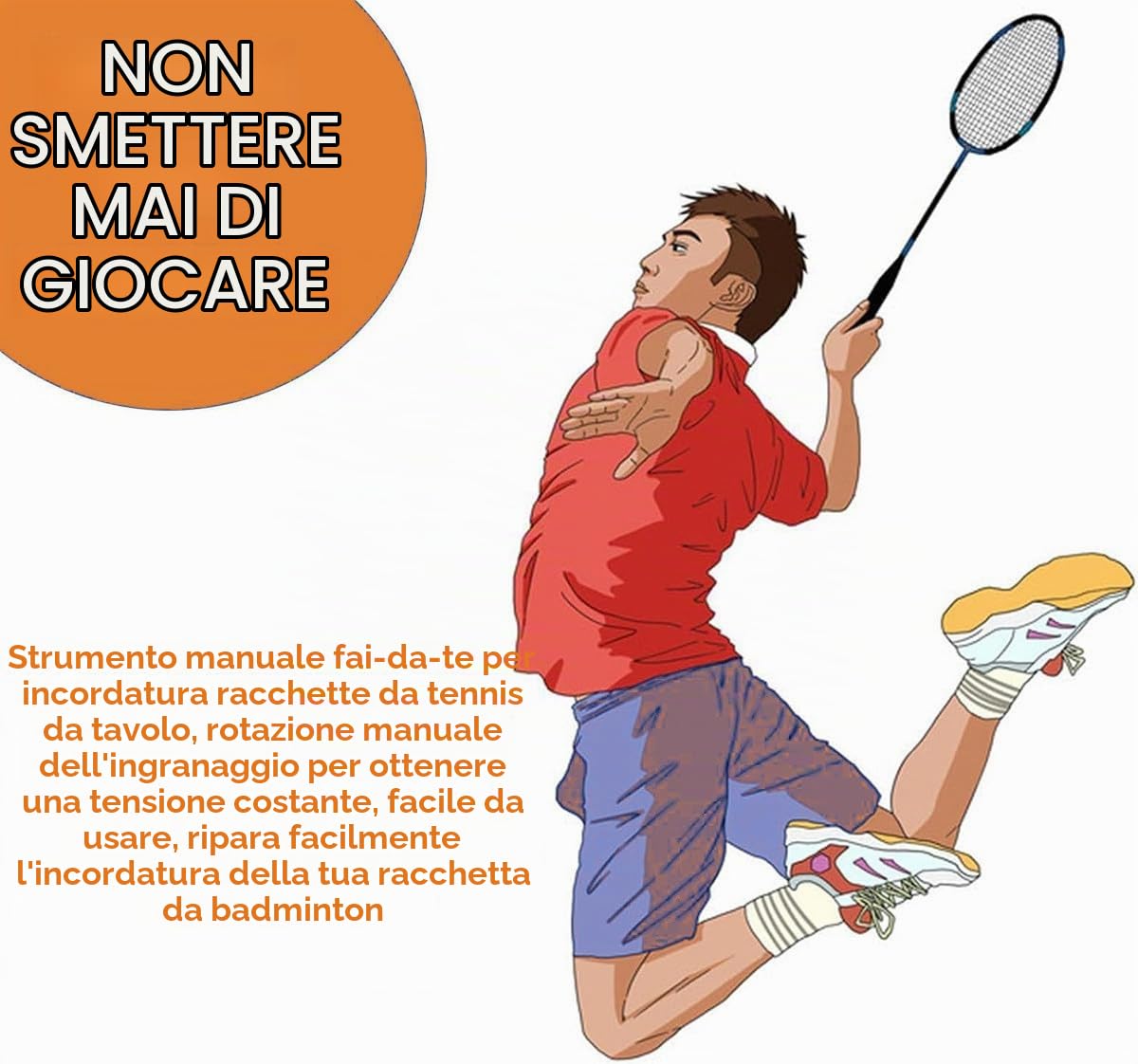Macchina incordatrice per racchette con accessori per incordatura, macchina per incordatura di racchette da badminton a 6 punti fissa da 60 libbre, per racchette da tennis o da badminton fai da te