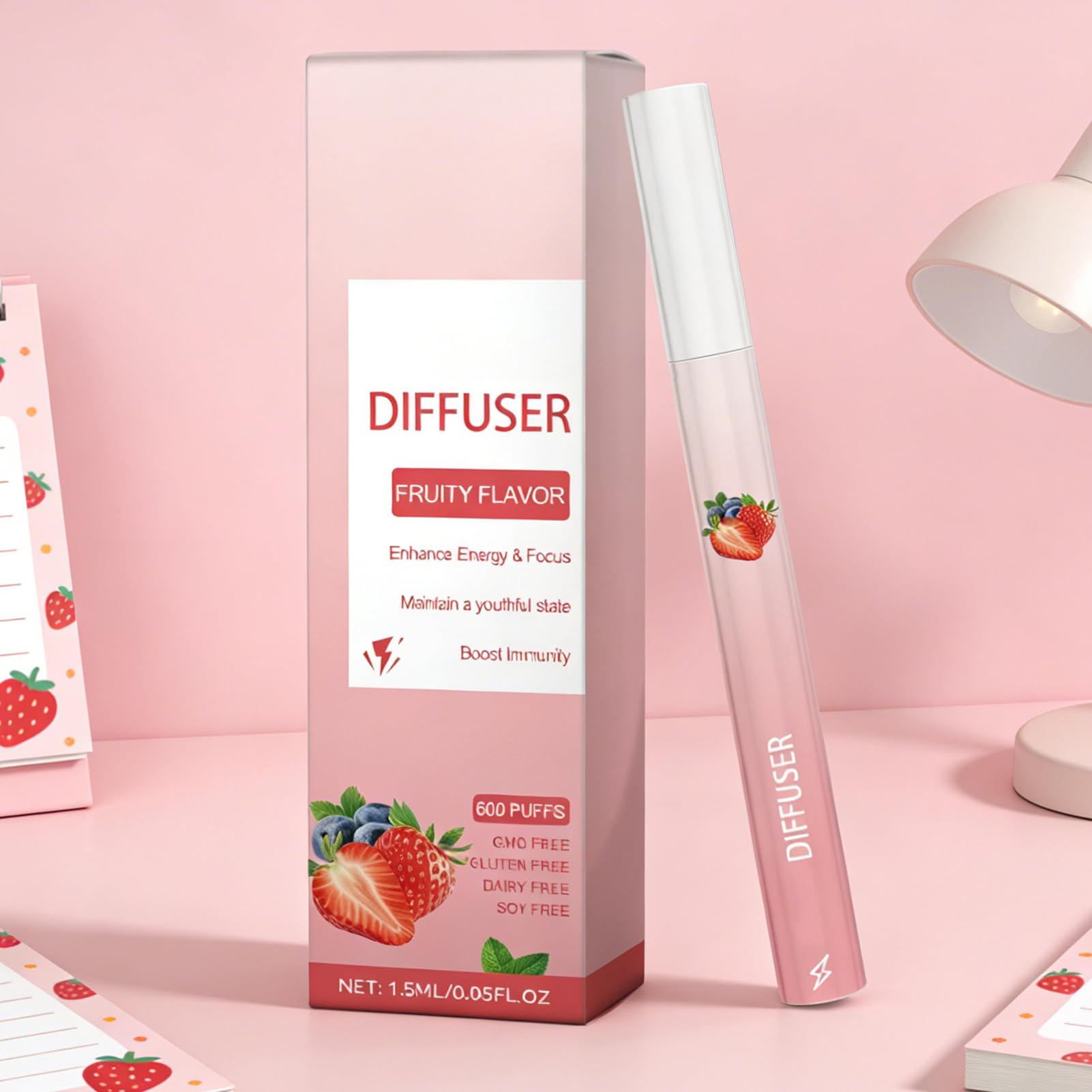 Energy Diffuser Pen - Boost Cleansing Personal, Care Stick Portable Fruit Scented Refreshing Inhaler for Lung Care Men Women Daily Morning Work Office Home Travel Gym Wellness Aromatherapy Natural