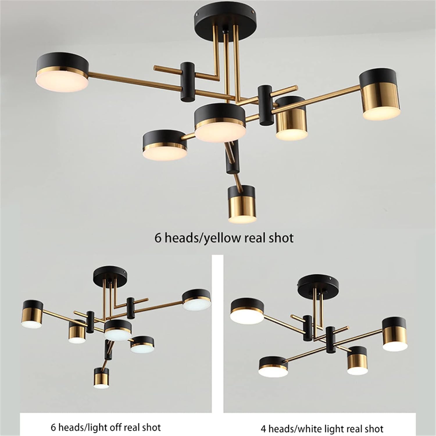 Nowoczesna Lampa Sufitowa, Nieregularny Klosz W Stylu Retro, Półwpuszczana Lampa Wisząca, Kute żelazo W Stylu Industrialnym, Trójkolorowe Oświetlenie Led (4 Heads)